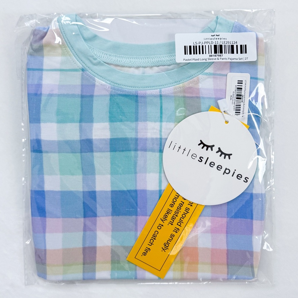 Little Sleepies Pastel Plaid Long Sleeve Two Piece Pajama Set 2T NWT NIB